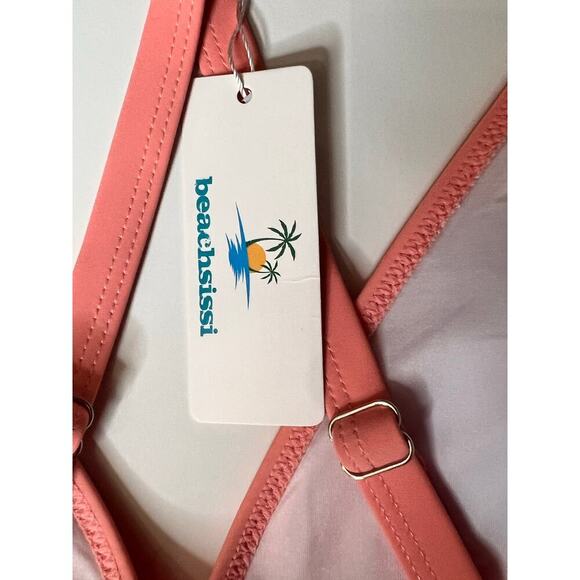 NWT Beachsissi Floral Swimsuits V-Neck Tummy Control Tankini Set Pink Women's XL - Picture 6 of 9